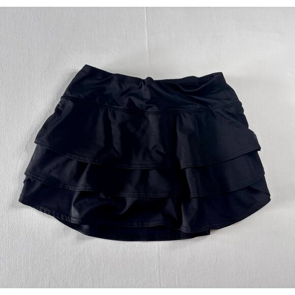 Athleta Tiered Skirt Skort Black Ruffles Built in Shorts Size XS Drawstring - Picture 1 of 10